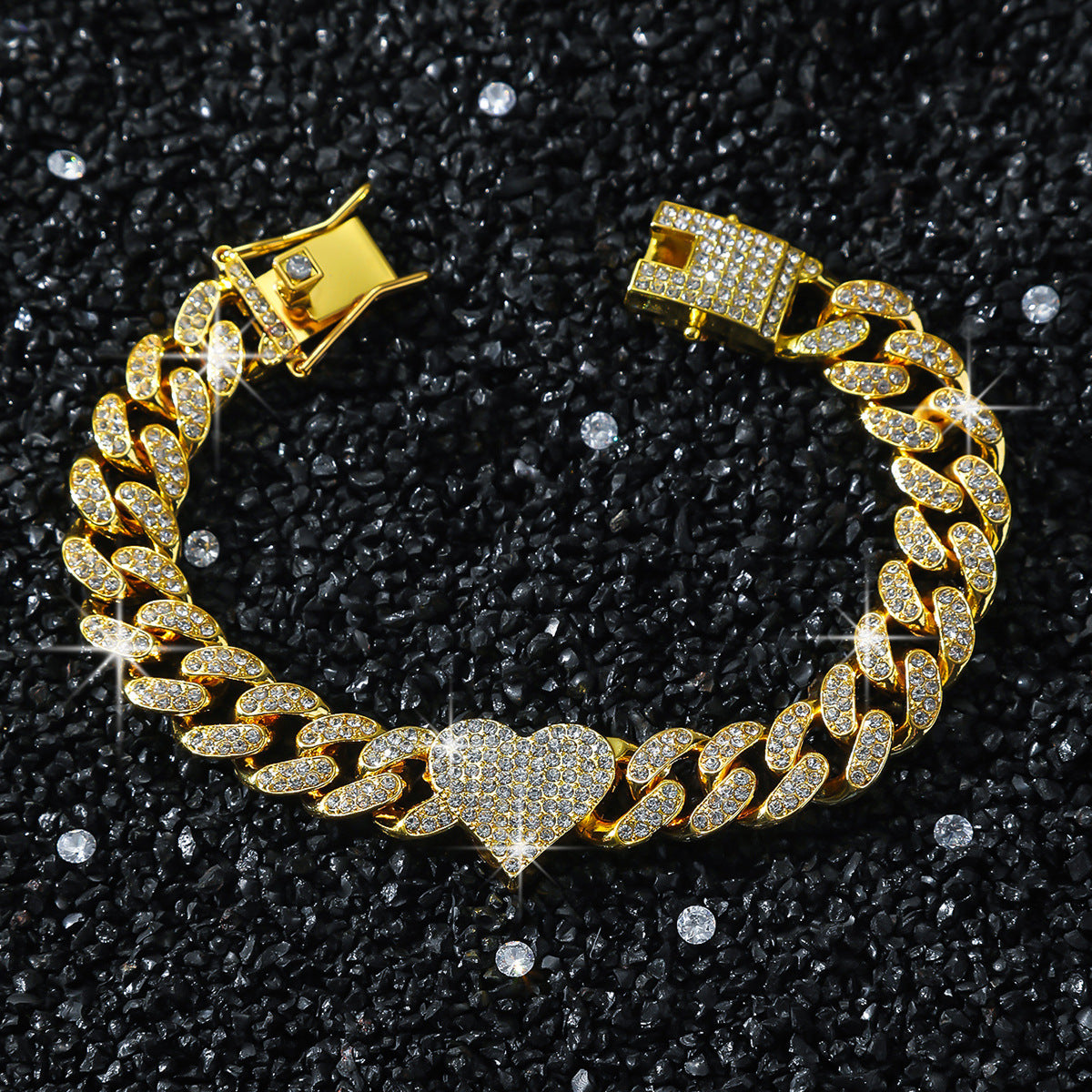 Hip-Hop Style Heart-Shaped Patchwork Bracelet