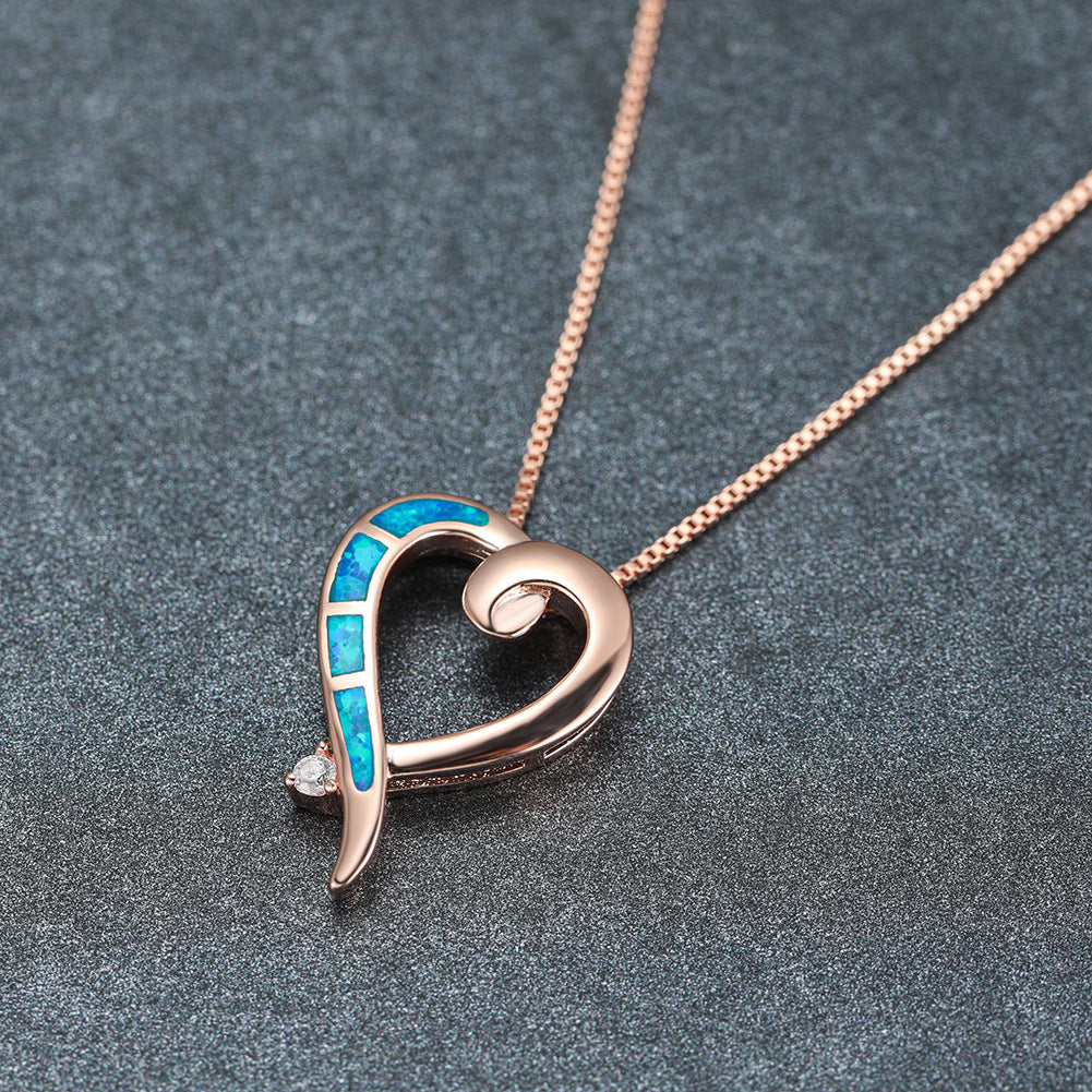 Ins-style rose gold AuBoo heart necklace