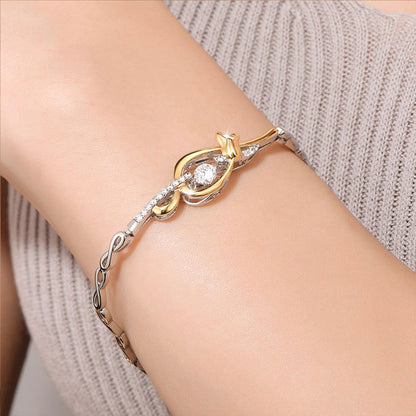 Women's White & Gold Hollow Rose Shape Beating Shinny Bracelet