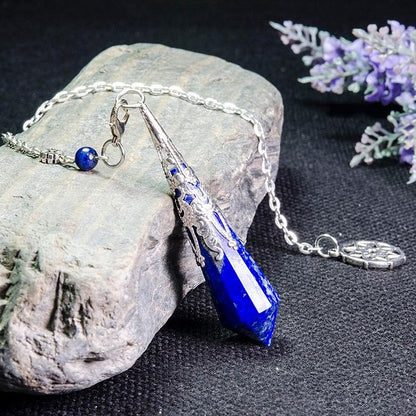 Vintage 12-Faceted Lapis Lazuli Retro Positive Pendulum
