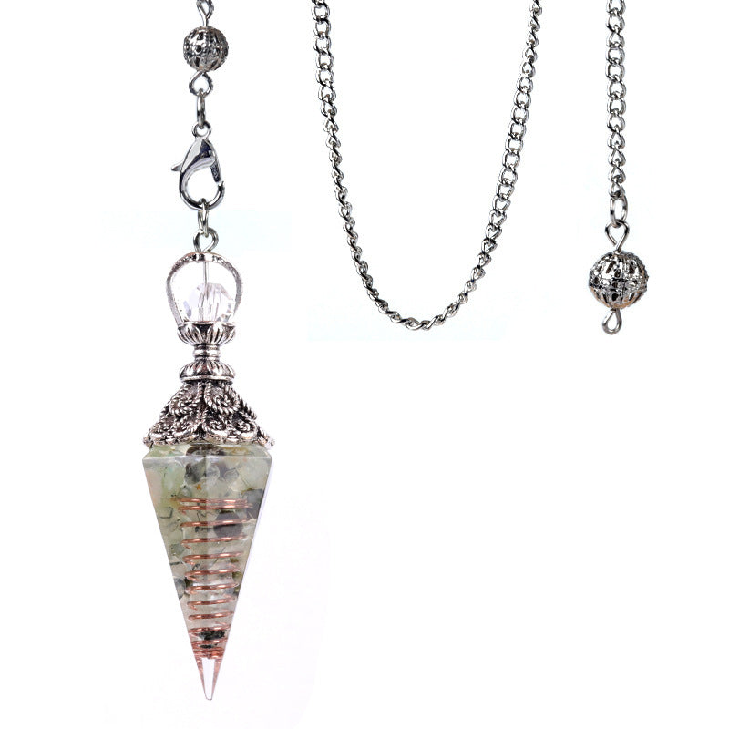 Antique silver crystal semi-precious stone multi-colored gravel resin spirit pendulum