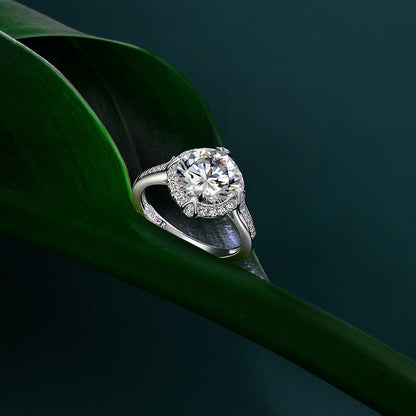 Women's Round Large Main Stone With Surrounded Zirconia Ring