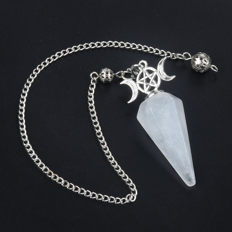 Three-phase moon meditation healing crystal hexagonal cone spirit pendulum