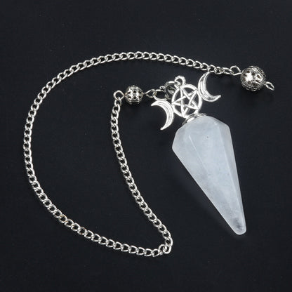 Three-phase moon meditation healing crystal hexagonal cone spirit pendulum