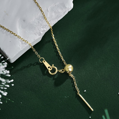 Women's S925 Sterling Silver Golden Bead Adjustable Thin Chain