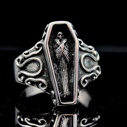 Men's Dark Retro Skull Series Zombie Coffin Resin Ring