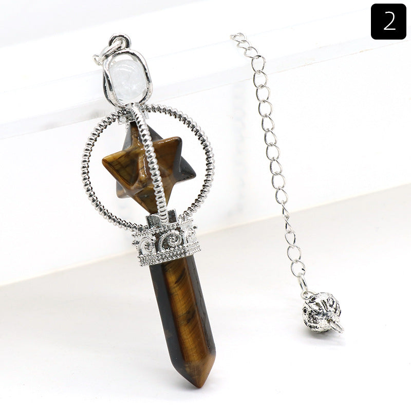 Cabamell Large Satellite Hexagonal Column Crystal Pendulum