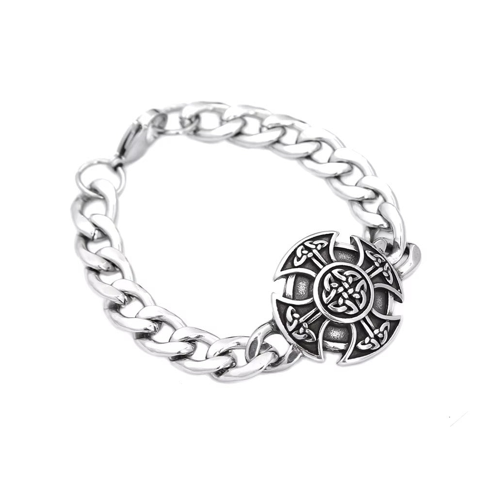Men's European Streetwear Stainless Steel Bracelet, Viking Witch's Knot Celtic Knot Trendy Fashion Wrist Jewelry