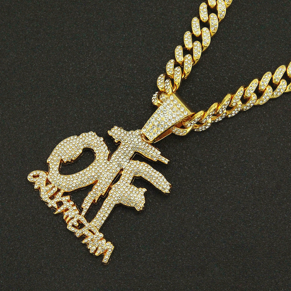 Hip-Hop Letter Cuban Chain Pendant Necklace