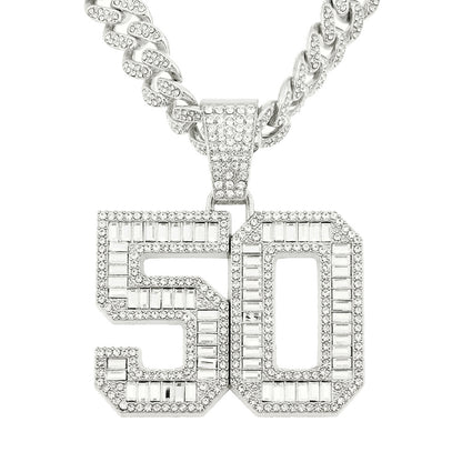 Hip-Hop Number 50 Cuban Chain Pendant Necklace