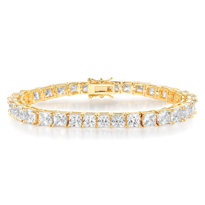Women&Men's Square Zircon 5mm Golden Cuban Tennis Bracelet