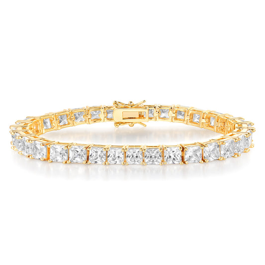 Women&Men's Square Zircon 5mm Golden Cuban Tennis Bracelet
