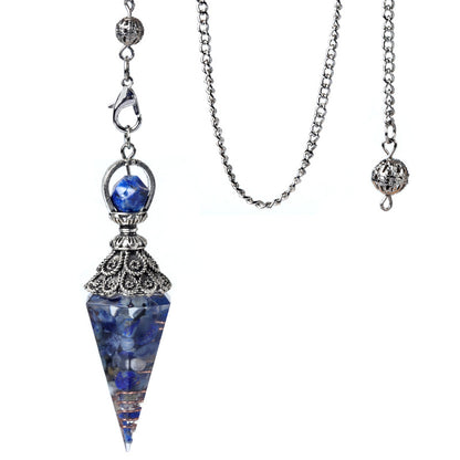 Antique silver crystal semi-precious stone multi-colored gravel resin spirit pendulum