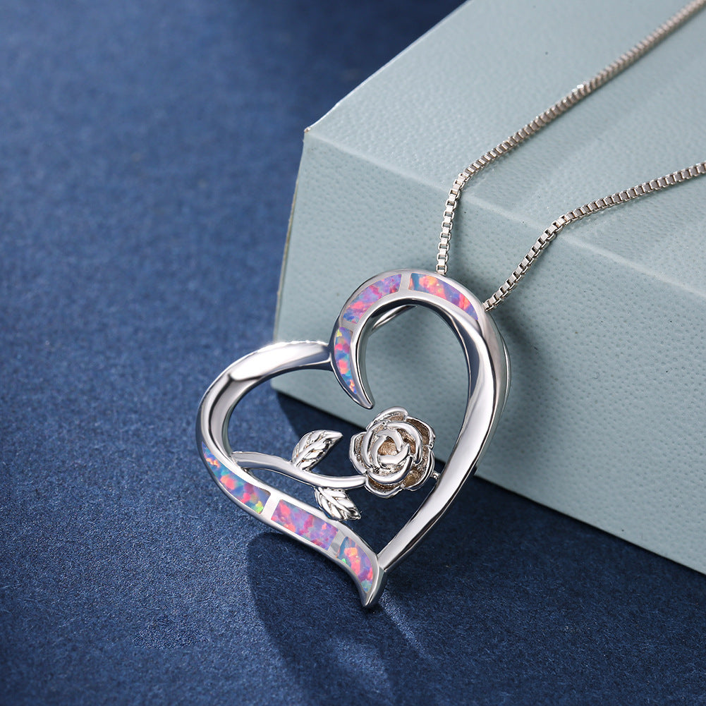 Platinum Auabo Love Rose Necklace