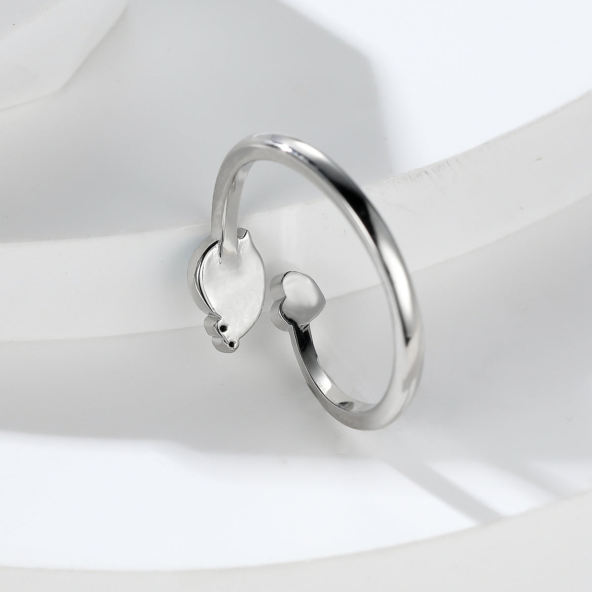 Women's Snail Heart Open Opal ring with Zirconia