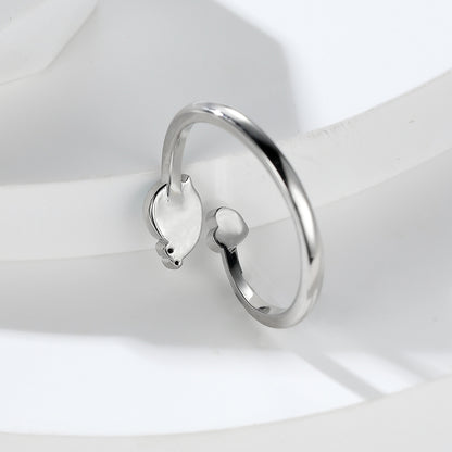 Women's Snail Heart Open Opal ring with Zirconia