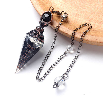Antique copper crystal semi-precious stone multi-colored gravel resin spirit pendulum
