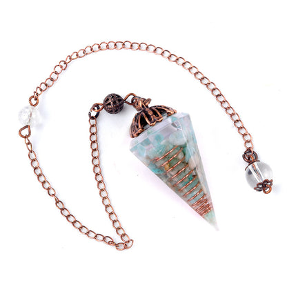 Colorful crystal clock pendulum ancient red copper flower base resin spirit pendulum