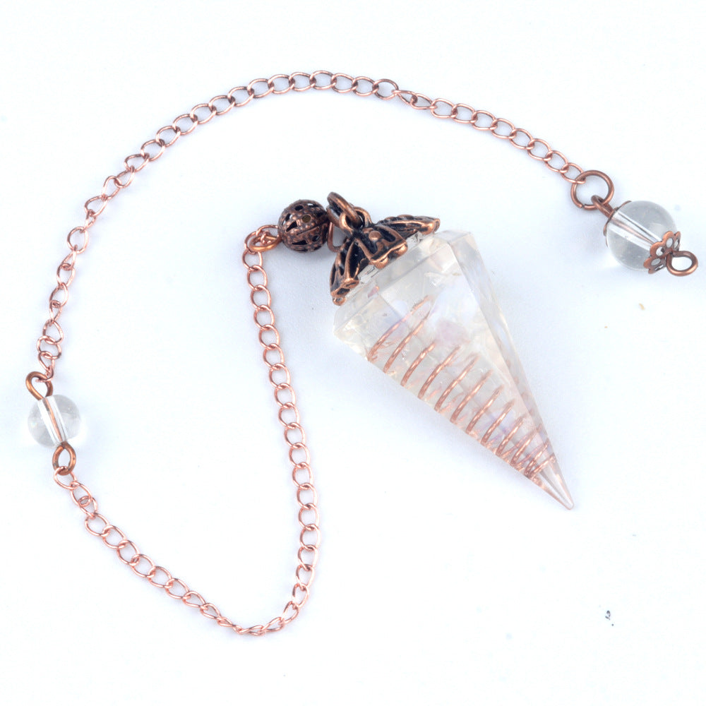 Colorful crystal clock pendulum ancient red copper flower base resin spirit pendulum