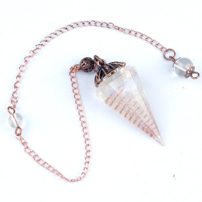 Colorful crystal clock pendulum ancient red copper flower base resin spirit pendulum