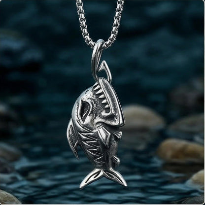 Men's Fashionable Full Fish Skull Pendant Necklace