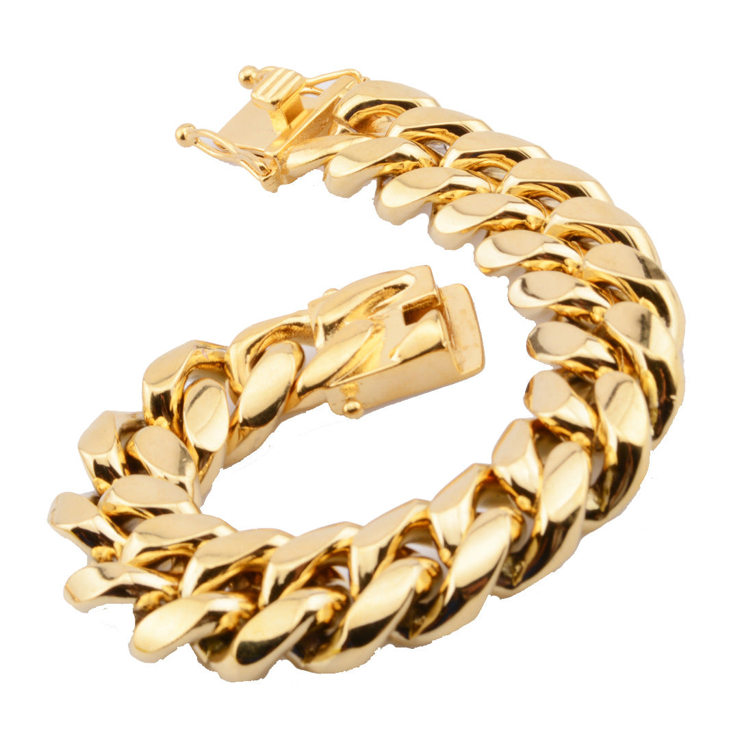 Men’s European American Hip Hop Stainless Steel Cuban Link Bracelet with Dragon Head Clasp Fashion Wrist Jewelry