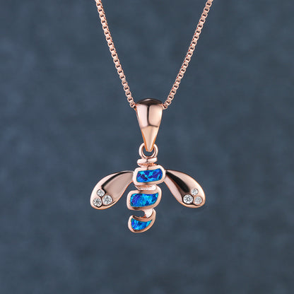 Blue Opal Bee Necklace