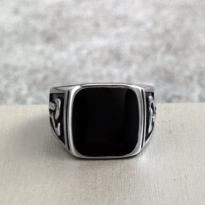 Vintage Solid Stainless Steel Viking Celtic Knot Resin Inlaid Ring for Men