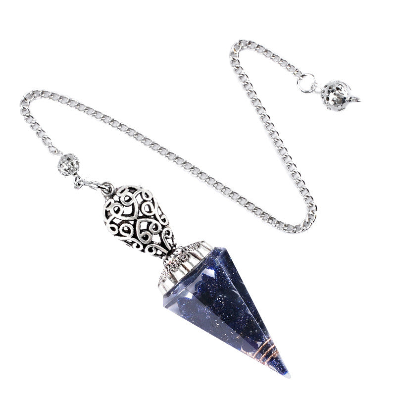 Silvery Crystal Agate Resin Hexagonal Pyramid Spirit Pendulum