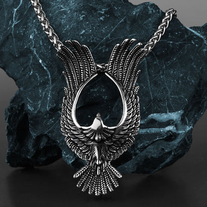 Men's Steel Vintage Hollow Phoenix Pendant Necklace
