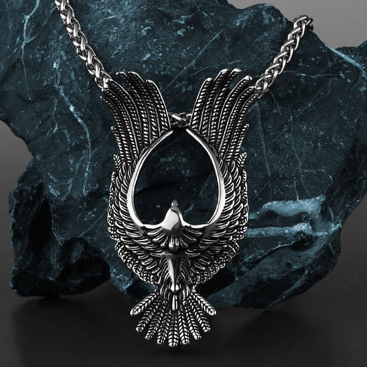 Men's Steel Vintage Hollow Phoenix Pendant Necklace