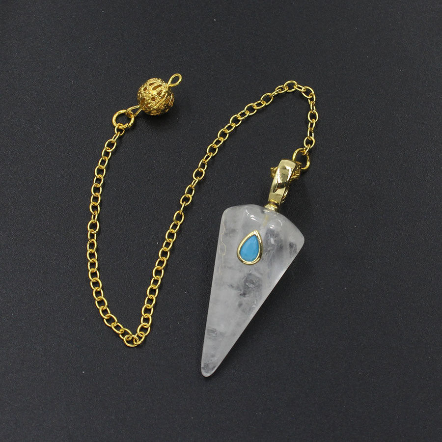 Crystal stone pyramid golden spirit pendulum