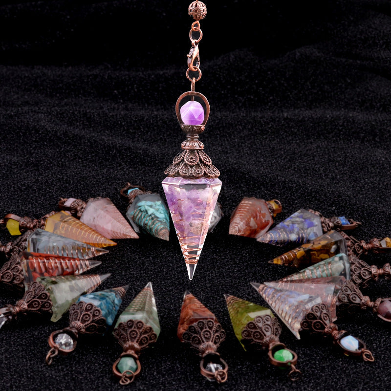 Ancient Red Seven-Colored Crystal Resin Spiritual Pendulum