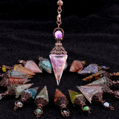 Ancient Red Seven-Colored Crystal Resin Spiritual Pendulum