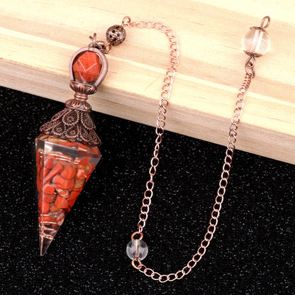Ancient Red Seven-Colored Crystal Resin Spiritual Pendulum