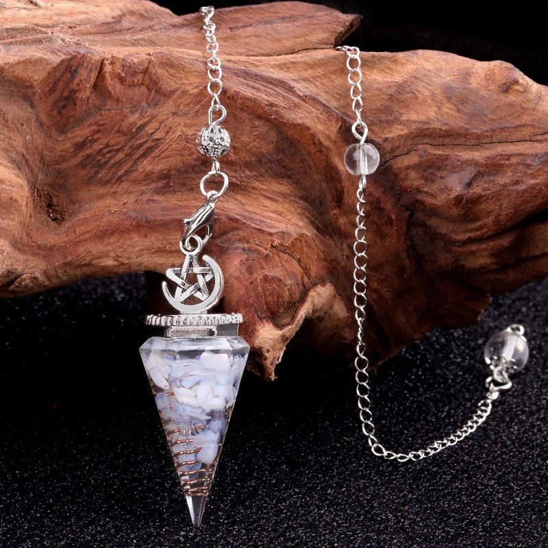 Star Moon Hexagonal Cone Crystal Resin Spirit Pendulum