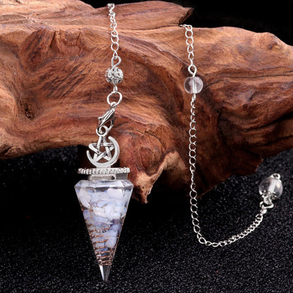 Star Moon Hexagonal Cone Crystal Resin Spirit Pendulum
