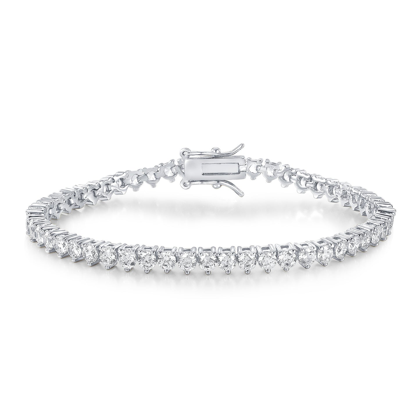 Women&Men's 4mm Zircon-Set Tennis Bracelet With Eight-Shaped Clasp