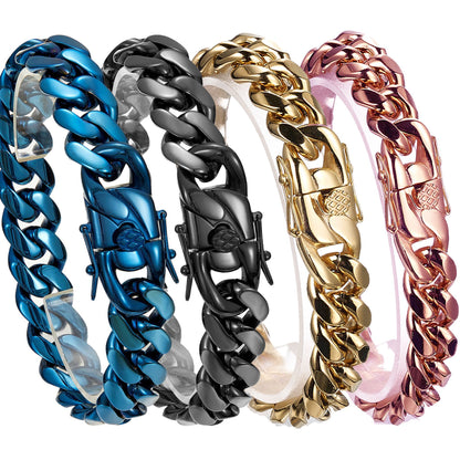 Men’s Slim European American Hip Hop Stainless Steel Tight Weave Electroplated Brazilian Chain Bracelet Fashion Wrist Jewelry