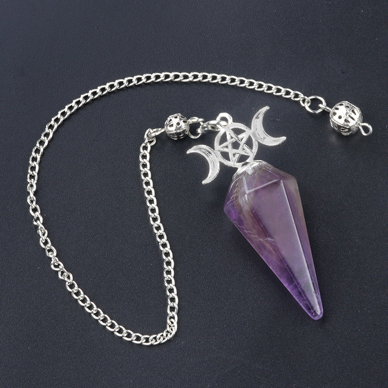 Three-phase moon meditation healing crystal hexagonal cone spirit pendulum