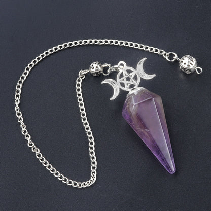 Three-phase moon meditation healing crystal hexagonal cone spirit pendulum