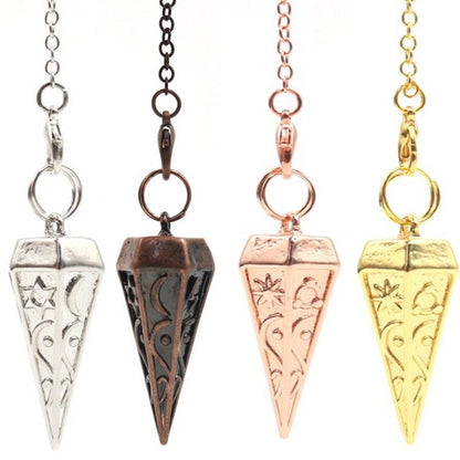 Copper Hexagonal Cone With Six-Sided Carved Pattern Symbols Gravity-Concentrating Pendulum