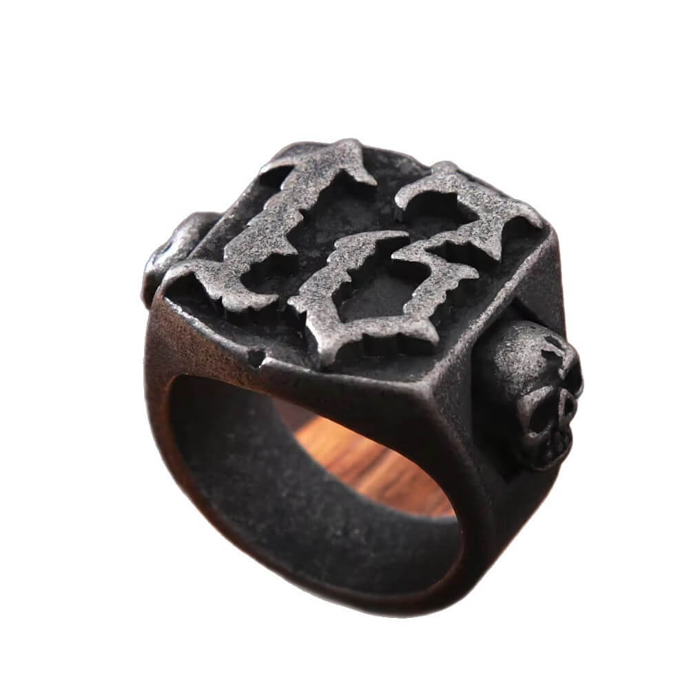 Retro vintage-style large Ghost Head men's ring