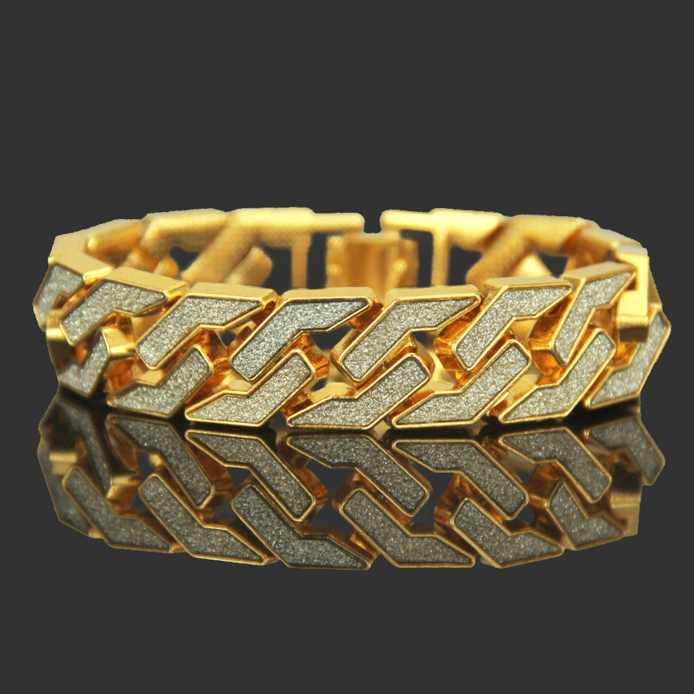 Hip-Hop Geometric Gold Glitter Bracelet