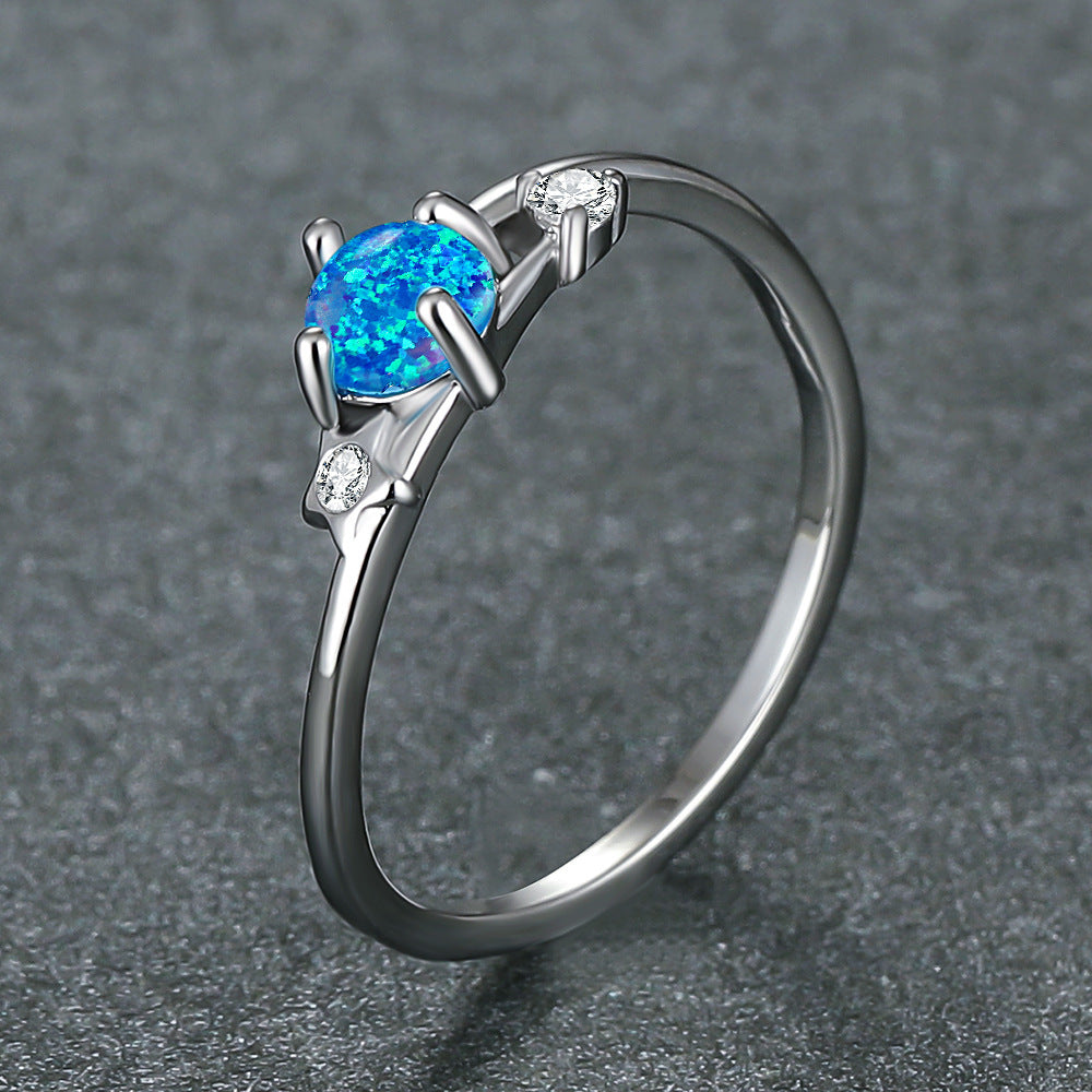 Women's Round Star Opal Zirconia ring
