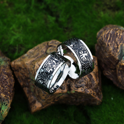 Vintage Antique Solid Stainless Steel Viking Tree of Life Band Ring for Men