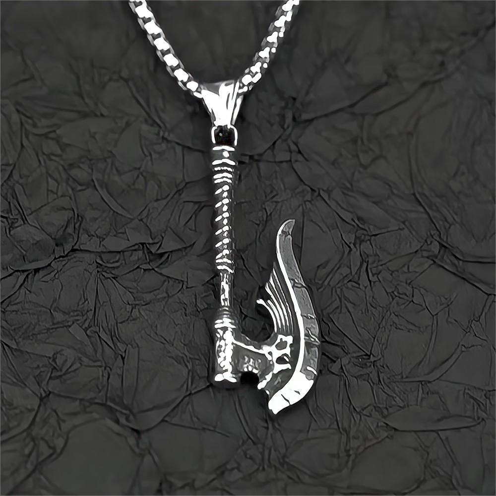 Men's Steel Skull Axe Pendant Necklace