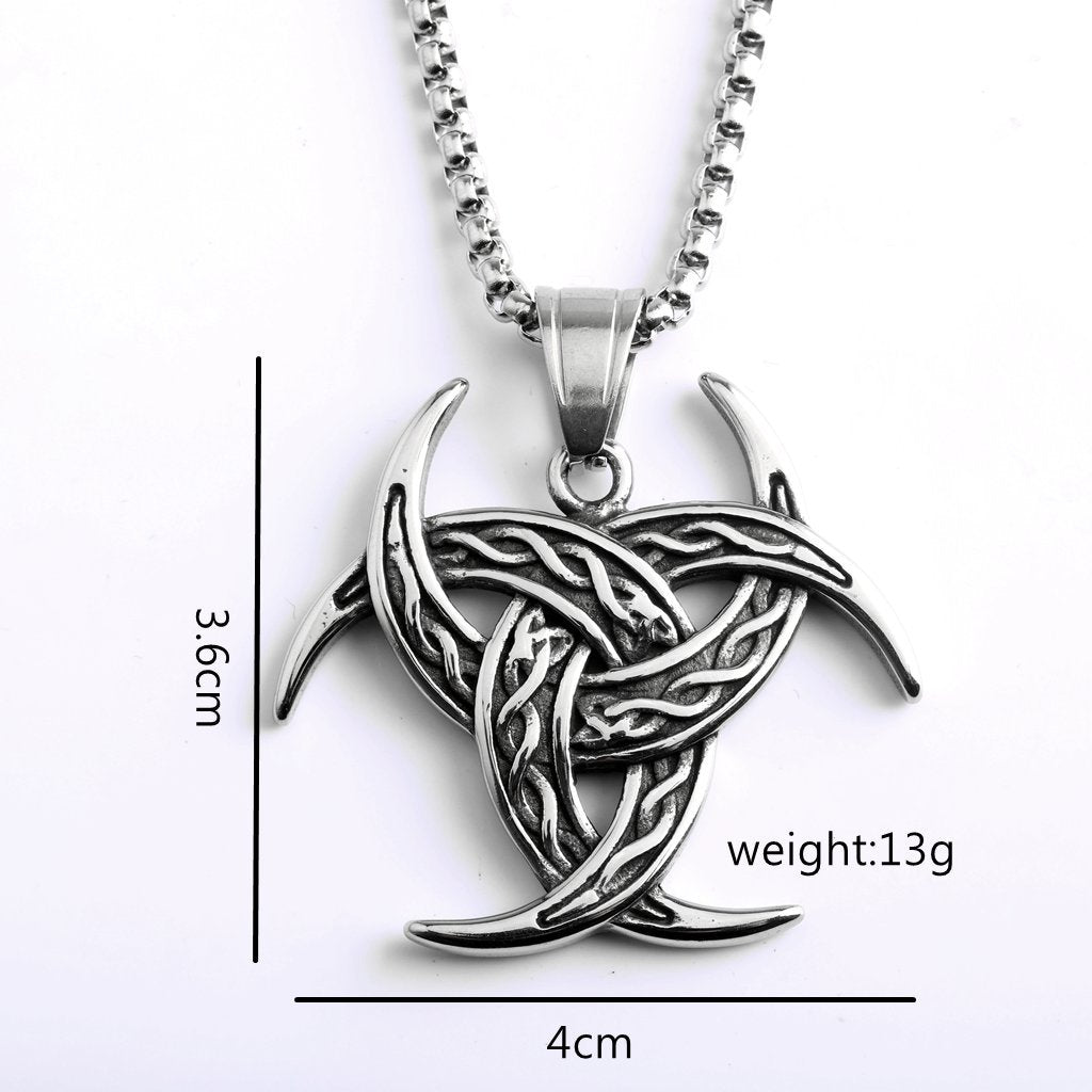 Vintage stainless steel single-sided Celtic knot men's necklace pendan