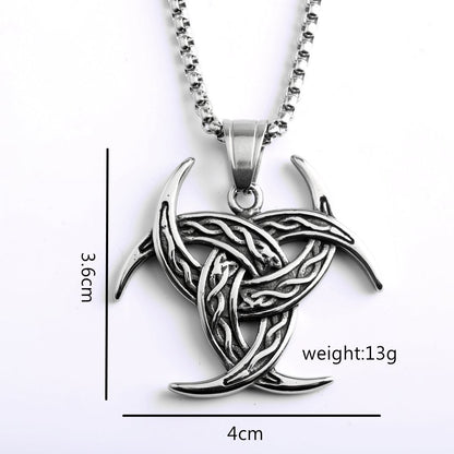 Vintage stainless steel single-sided Celtic knot men's necklace pendan
