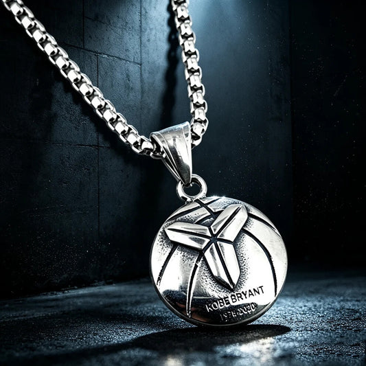 Men's Steel Vintage Mamba Double Sided Round Pendant Necklace